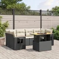 Set Divani da Giardino con Cuscini 7pz Nero Polyrattan 3271651