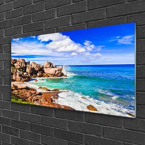 Quadro di vetro Spiaggia Rocce Mare Paesaggio 100x50 cm
