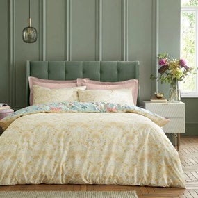 Biancheria da letto gialla/verde in cotone per letto matrimoniale 200x200 cm Art Deco Hydrangea – RHS