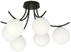Lampadario da Soffitto in Acciaio e Vetro BOSTON 6 Nero 6xE14