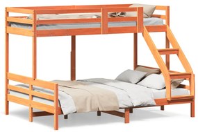Letto A Castello 80x200/140x200 Cm Marrone Cera Massello Pino /