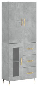 Credenza Grigio Cemento 69,5x34x180 cm in Legno Multistrato