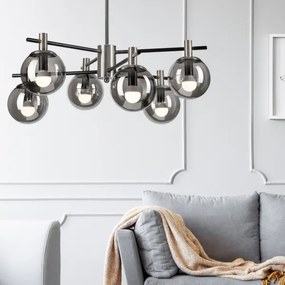 Lampadario a sospensione con supporto rigido LILOU 6xE14/5W/230V cromo opaco/fumé