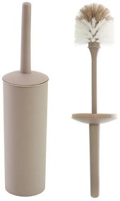 Portascopino wc da appoggio tondo tortora in plastica con scopino