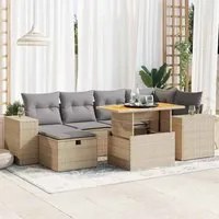 Set Divano da Giardino 8 pz con Cuscini Beige Polyrattan Acacia 3328088