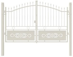 Cancello manuale elettrico Lavaredo in ferro, apertura centrale, L 308.5, H 165-195 cm, di colore bianco