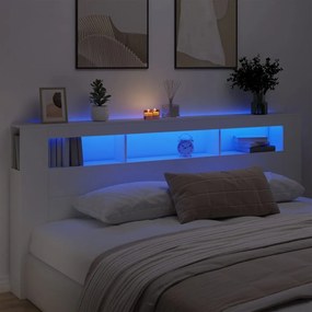 Testiera Led Bianca 220x18,5x103,5 Cm Legno Multistrato /