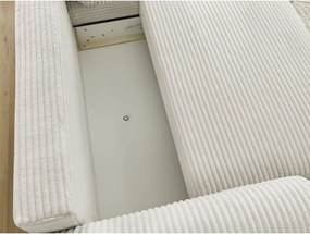 Divano angolare color crema allungabile (con penisola a destra) con rivestimento in velluto a coste Lucien – Bobochic Paris