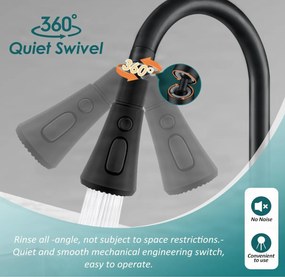 Aeratore per rubinetto EYN DEL1712 orientabile a 360° con 3 getti, disponibile in più finiture — A