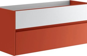 Mobile da bagno sospeso sotto lavabo Niwa 2 cassetti L 119.5 x H 50 x P 45.5 cm paprika e bianco opaco cannettato