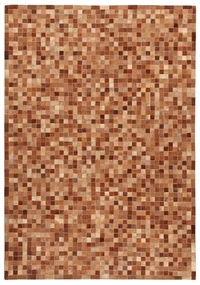 Tappeto Leath patchwork in cuoio marrone, L 120 x L 60 cm