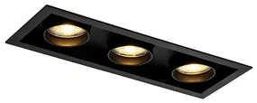Set di 6 faretti da incasso moderni neri regolabili a 3 luci - Roof