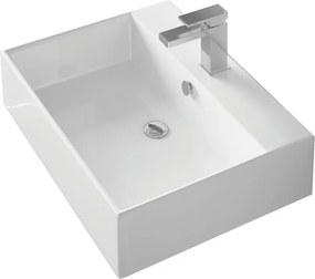 Lavabo da appoggio Eklettica rettangolare in ceramica con foro L50XP48XH16 cm bianco