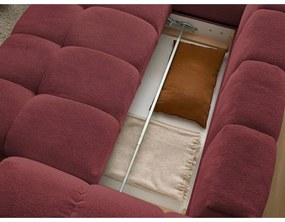 Divano angolare burgundy allungabile e con contenitore (penisola a sinistra/a L) con rivestimento in ciniglia Everest – Bobochic Paris