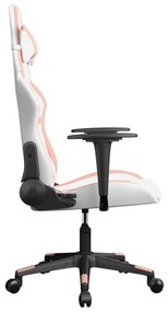 Sedia da gaming bianco e rosa in similpelle