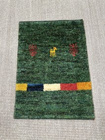Gabbeh Tappeto 40 x 60 Verde (Iran) Annodato A Mano
