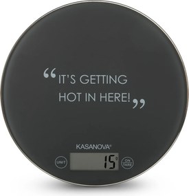 Bilancia da cucina digitale grigia tonda con scritta