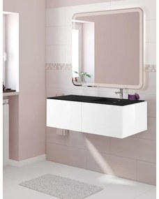 Mobile bagno con lavabo L 120 x H 32 x P 48 cm bianco 2 cassetti per vasca a sinistra Neo
