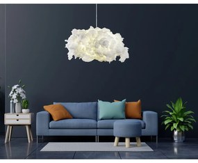 Lampadario bianco con paralume in tessuto Serenity – Opviq lights
