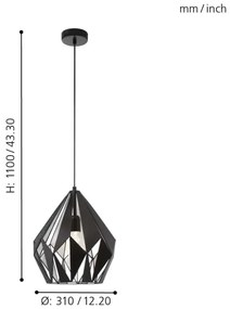 Eglo 49255 - Lampadario CARLTON 1 1xE27/60W/230V