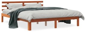 Letto Senza Materasso Marrone Cera 160x200 Cm İn Legno Di Pino /