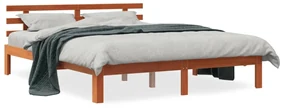 Letto Senza Materasso Marrone Cera 160x200 Cm İn Legno Di Pino /