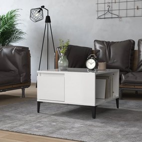 Tavolino Salotto Bianco Lucido 55x55x36,5 Cm Legno Multistrato /
