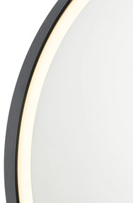 Specchio da bagno nero 70 cm incluso LED con dimmer tattile - Miral