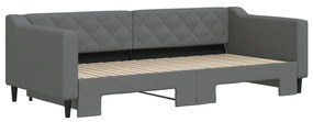 Divano letto con letto estraibile grigio scuro 90x200cm tessuto