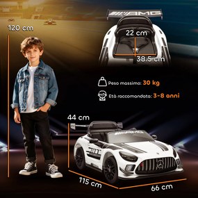 Macchina Elettrica Bambini 3-8 Anni Licenza Ufficiale Mercedes AMG 12V con Telecomando Luci LED Bianco...