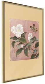 Poster  Rhododendron and Butterfly  Cornice Quadri Cornice d'oro, Larghezza x Altezza Home decor 40x60