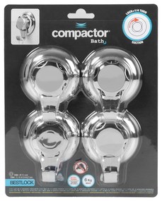 Set di ganci senza foratura argentati in plastica 4 pz Bestlock – Compactor