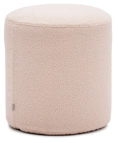 Kave Home - Poggiapiedi sfoderabile Kaeli in tessuto bouclÃ© rosa Ã˜ 43 cm