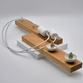 Lampadario a sospensione con filo CORTINA 2xE27/15W/230V + 2xG9/5W/230V bianco/quercia