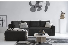 Divano letto angolare in velluto a coste color antracite Brave Dave - Miuform