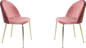 Sedia poltroncina in velluto Rosa con gambe in metallo Oro - PARIS 2 sedie