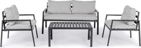 Salotto da esterno in alluminio 4 posti Antracite Bizzotto Lorillard New