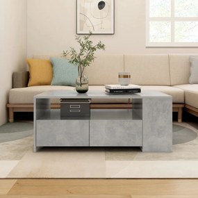 Tavolino salotto grigio cemento 102x55x42 cm legno compensato