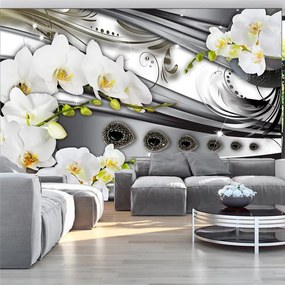 Fotomurale  Orchids & jewelry  Colore bianco e nero, Dimensioni e Misure 150x105