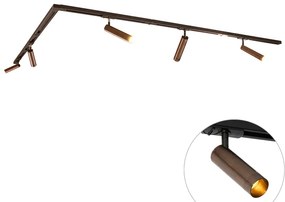 Sistema di illuminazione su binario moderno con 5 faretti bronzo scuro monofase GU10 35 mm - Iconic Jeana Luxe