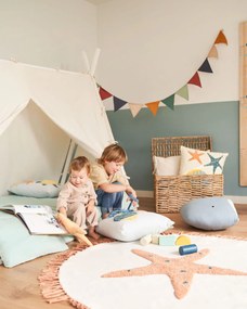 Kave Home - Fodera per cuscino Cordelia beige con animali marini 100% cotone multicolor 45 x 45 cm