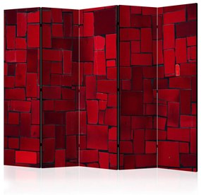 Paravento design Immagine rossa II (5 parti) - mosaico di mattonelle color cremisi
