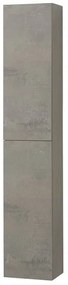 Colonna bagno sospesa H160 cm in legno grigio cemento con ripiani Leda