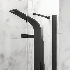 Porta doccia 180cm battente e 2 fissi colore nero | KT6000N - KAMALU