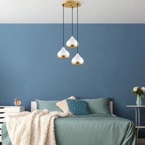 Lampadario a sospensione con cavo YILDO 3xE27/40W/230V bianco/oro