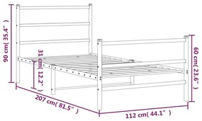 Giroletto con Testiera e Pediera Metallo Nero 107x203 cm