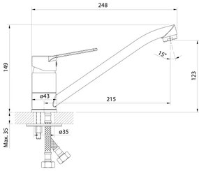 Aqualine - Rubinetto per lavello SINTRA cromo lucido