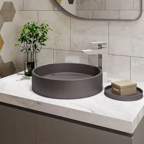 Lavabo da appoggio rotondo con finitura terrazzo cemento| KTERE-430D - KAMALU