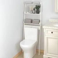 Rastrelliera da Bagno Bianca 63,5x32x179 cm Legno Massello Pino 824654