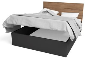 Letto matrimoniale nero con contenitore e griglia 160x200 cm Malta - Marckeric